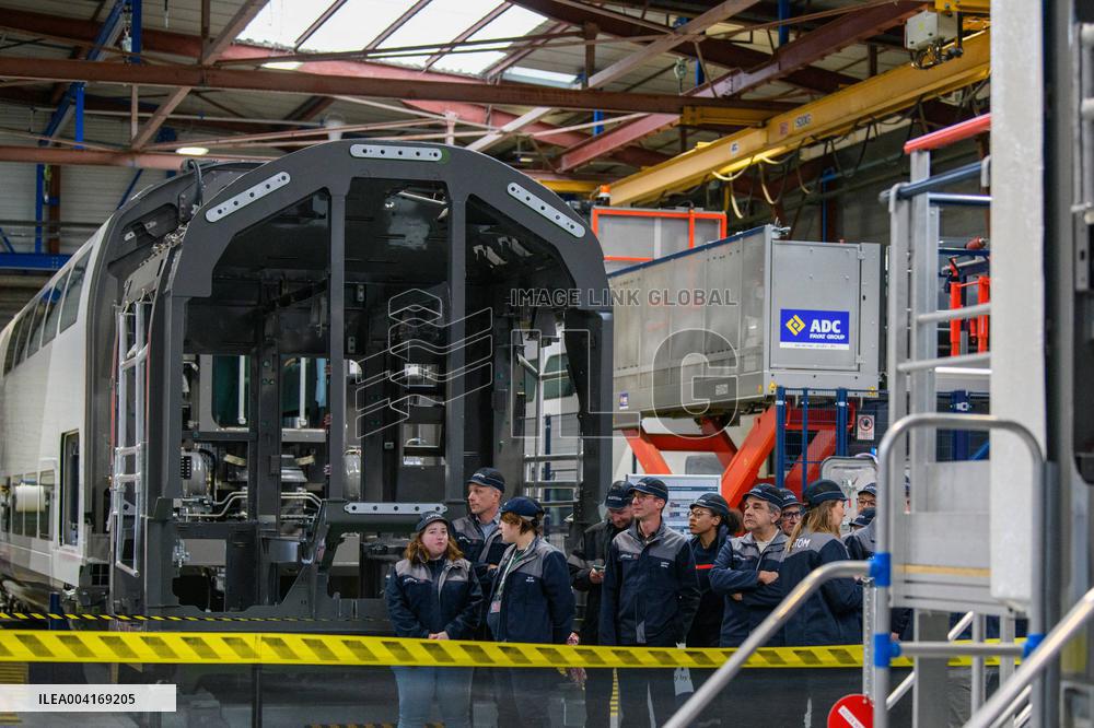 Francois Bayrou Visits Alstom Factory - France