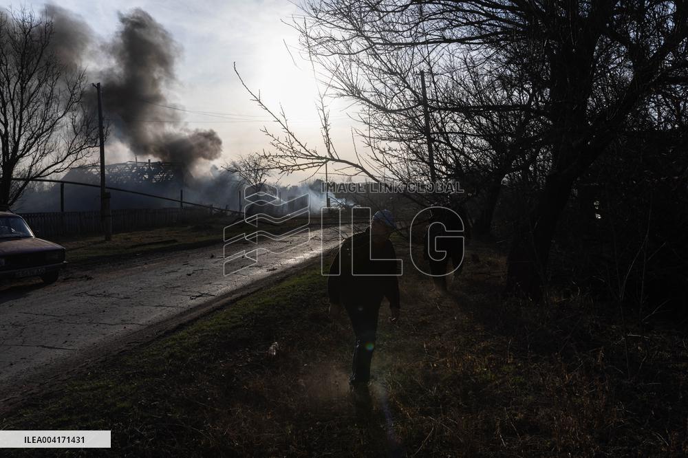 Russian Army Bombed A Village In The Donetsk Region