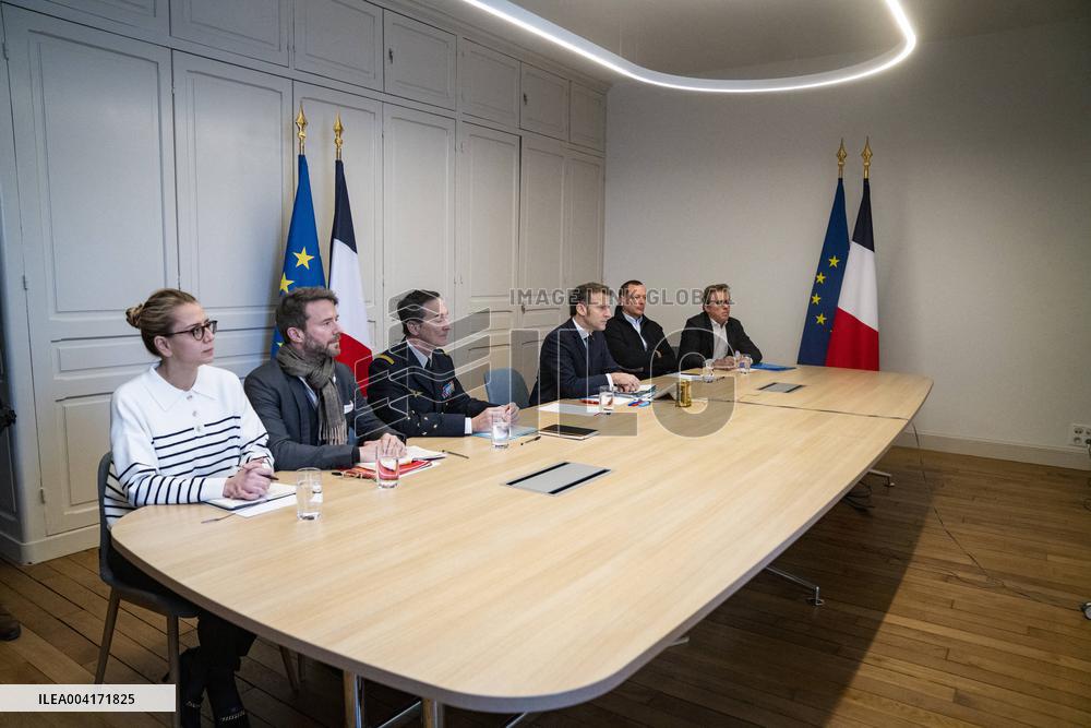 President Macron takes part in a videoconference for peace and security in Ukraine