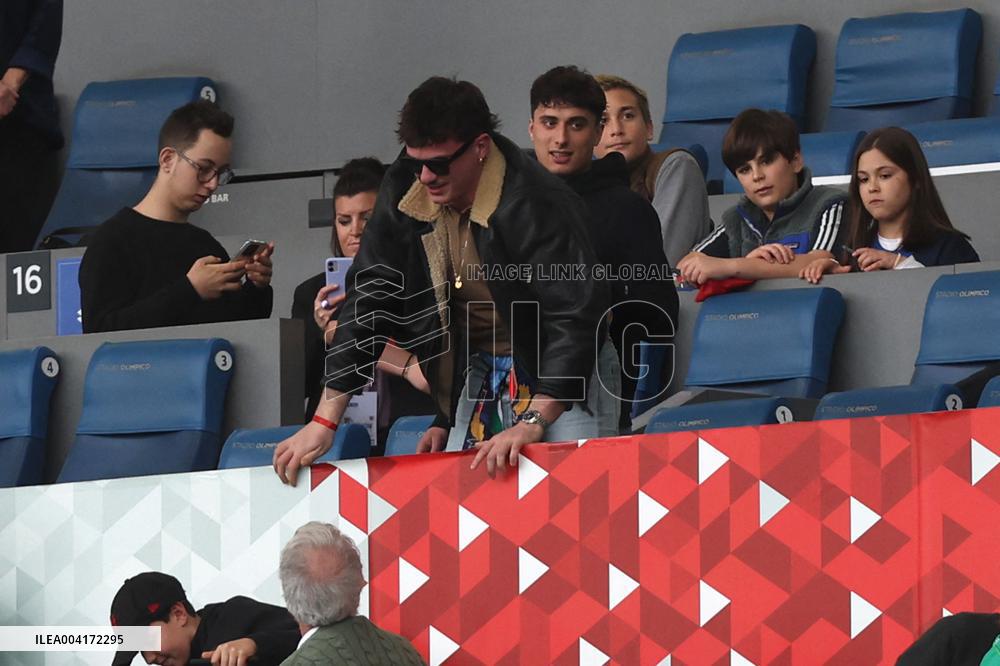 RUGBY: VIP ON THE STADN, WINNER OF SANREMO HOLLY DURING M6N GUINNESS SIX NATIONS 2025 -  match ITALY vs IRELAND at Oympic stadiu