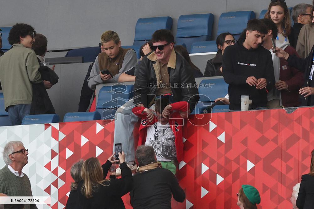 RUGBY: VIP ON THE STADN, WINNER OF SANREMO HOLLY DURING M6N GUINNESS SIX NATIONS 2025 -  match ITALY vs IRELAND at Oympic stadiu