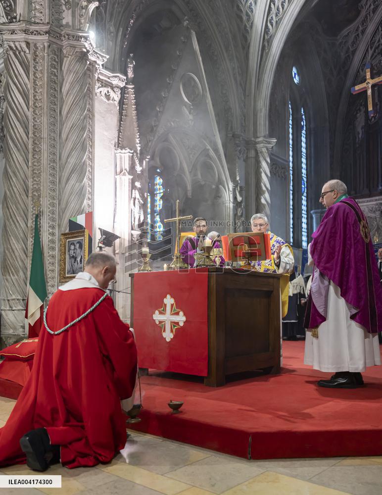 EXCLUSIVE - Prince Emanuele Filiberto of Savoy at a religious ceremony - Hautecombe