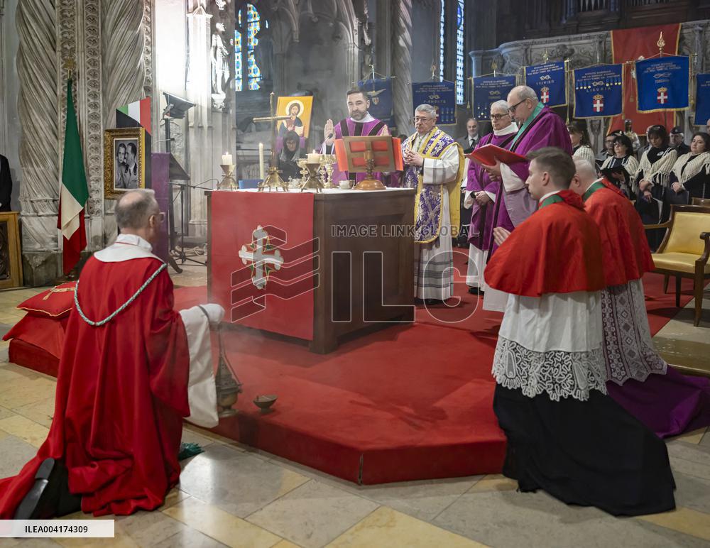EXCLUSIVE - Prince Emanuele Filiberto of Savoy at a religious ceremony - Hautecombe