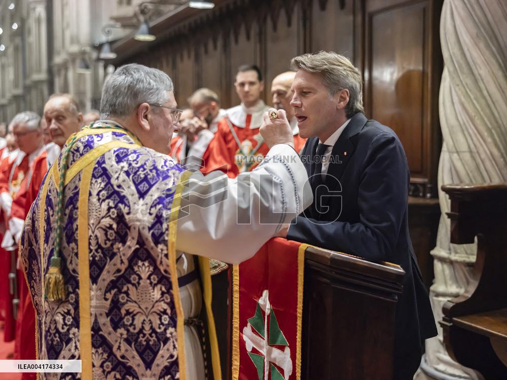 EXCLUSIVE - Prince Emanuele Filiberto of Savoy at a religious ceremony - Hautecombe