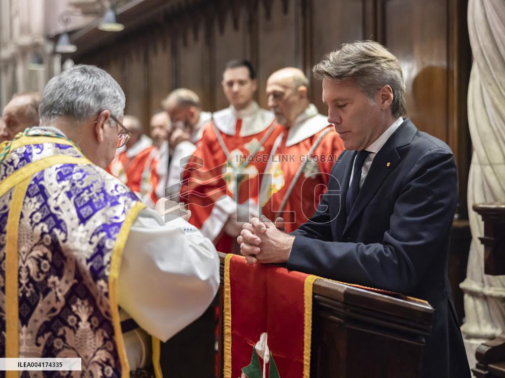 EXCLUSIVE - Prince Emanuele Filiberto of Savoy at a religious ceremony - Hautecombe