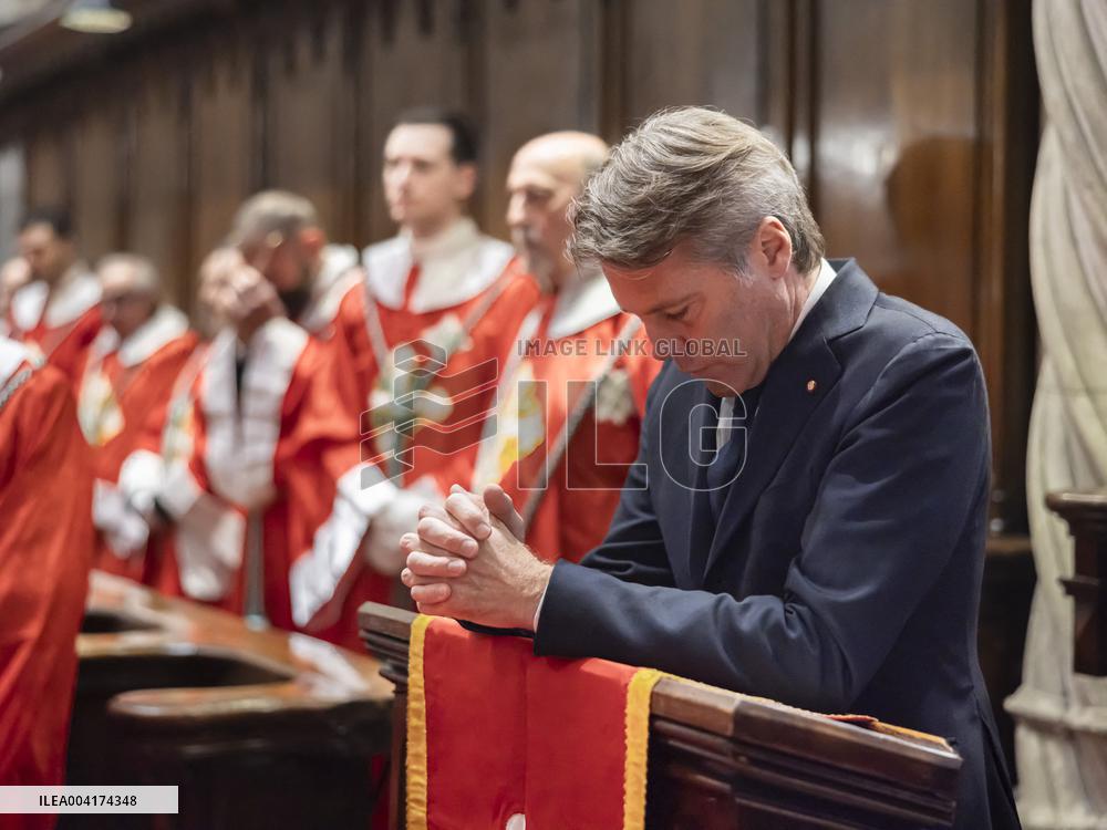 EXCLUSIVE - Prince Emanuele Filiberto of Savoy at a religious ceremony - Hautecombe