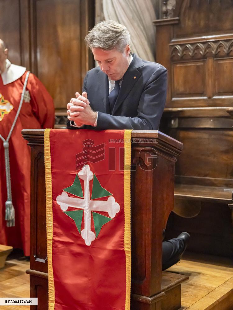 EXCLUSIVE - Prince Emanuele Filiberto of Savoy at a religious ceremony - Hautecombe