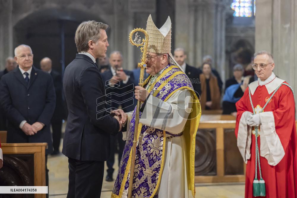 EXCLUSIVE - Prince Emanuele Filiberto of Savoy at a religious ceremony - Hautecombe