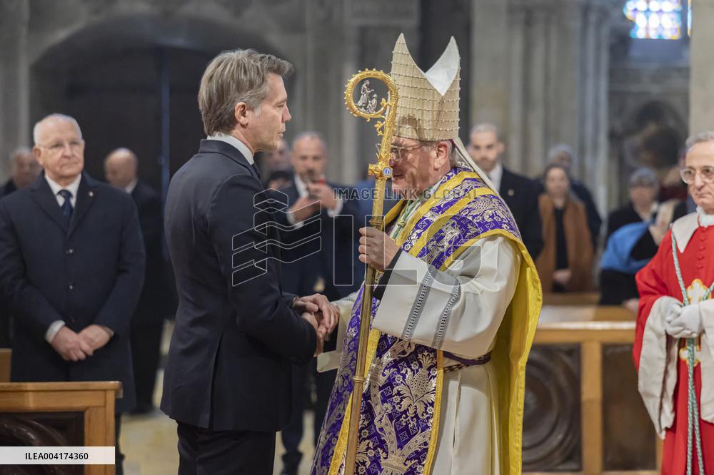 EXCLUSIVE - Prince Emanuele Filiberto of Savoy at a religious ceremony - Hautecombe