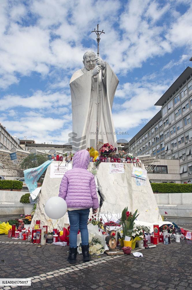 People Pray For Pope Francis at Gemelli Hospital - Rome
