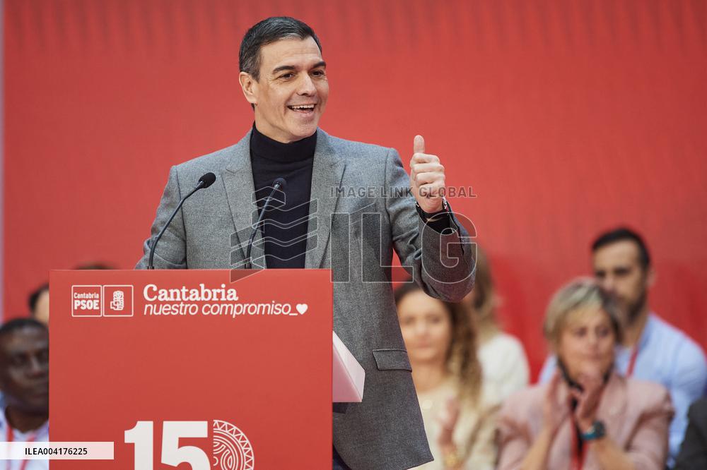 Pedro Sanchez Wraps Up PSOE Congress in Cantabria - Spain