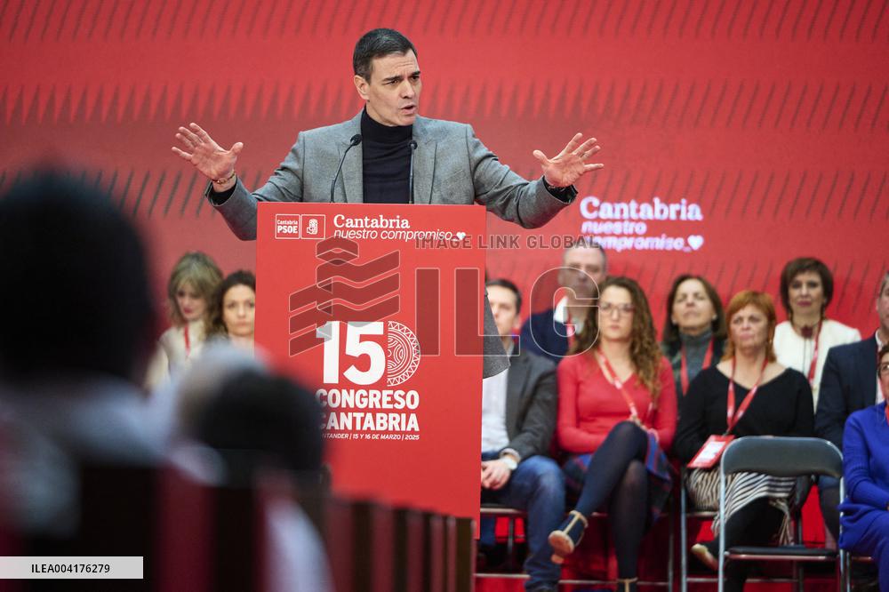 Pedro Sanchez Wraps Up PSOE Congress in Cantabria - Spain