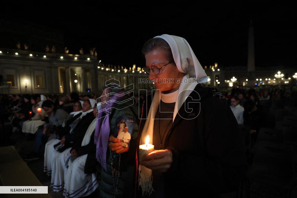 Cardinal Mamberti Leads Holy Rosary for Pope Francis - Vatican