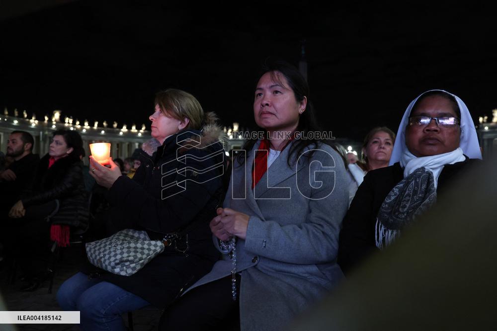 Cardinal Mamberti Leads Holy Rosary for Pope Francis - Vatican