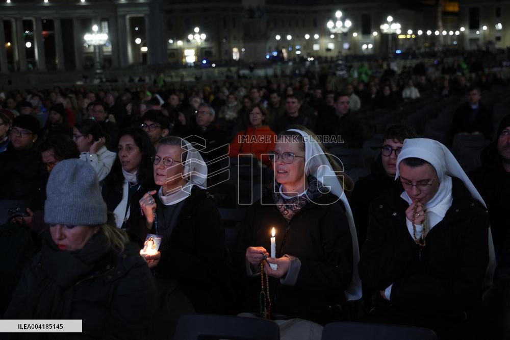 Cardinal Mamberti Leads Holy Rosary for Pope Francis - Vatican