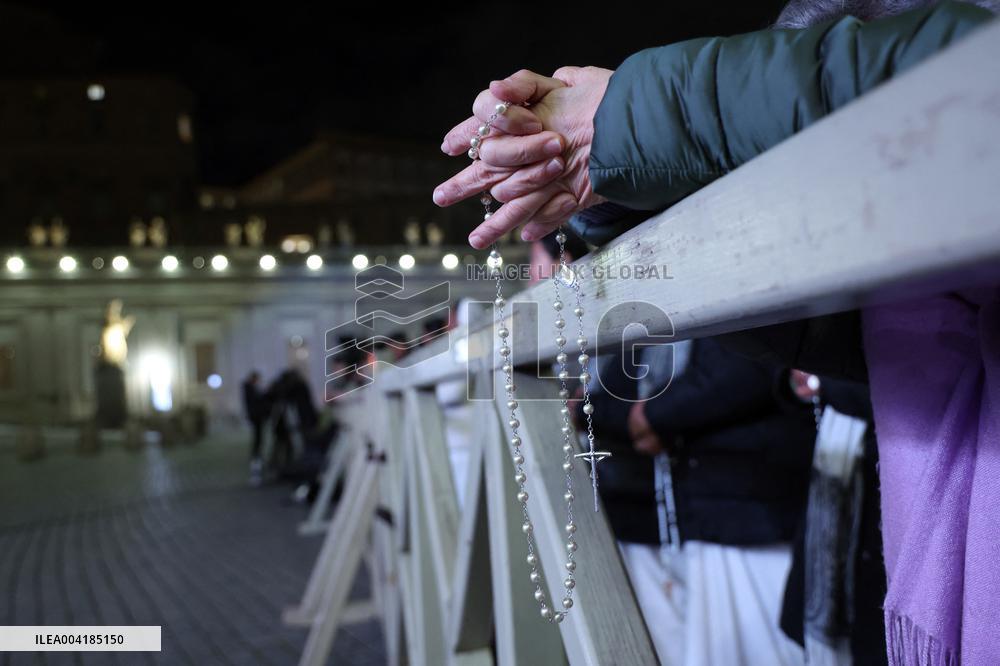 Cardinal Mamberti Leads Holy Rosary for Pope Francis - Vatican