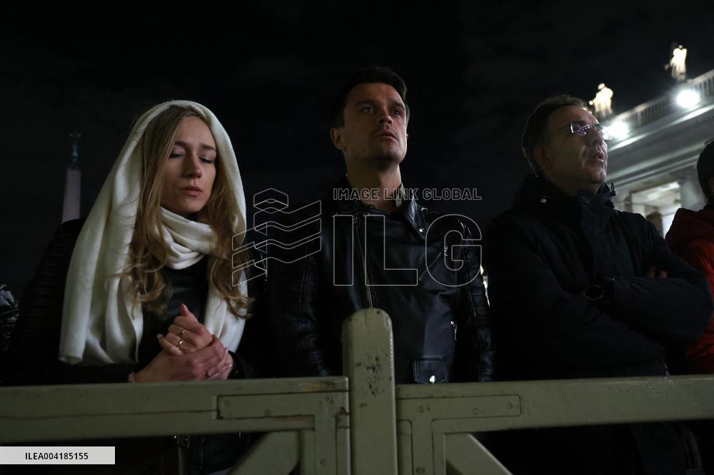 Cardinal Mamberti Leads Holy Rosary for Pope Francis - Vatican