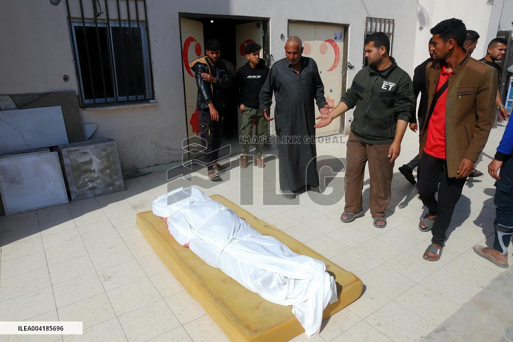 Bodies Of Palestinians Killed In Israeli Strike Retrieved From Hospital Morgue - Gaza