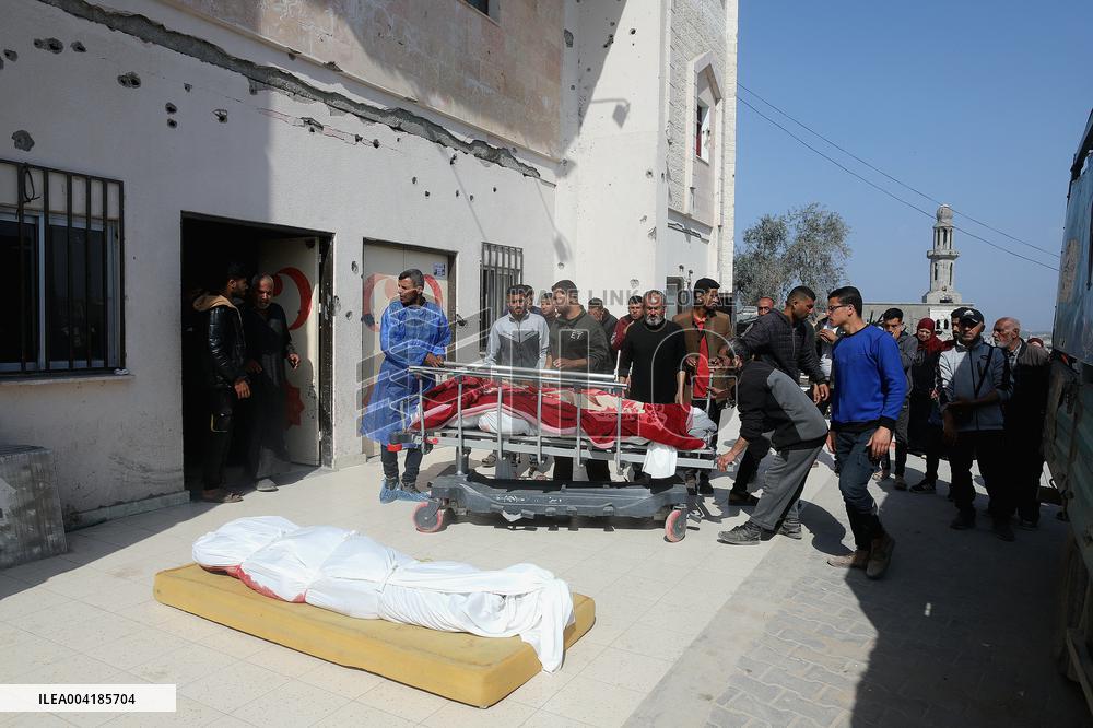 Bodies Of Palestinians Killed In Israeli Strike Retrieved From Hospital Morgue - Gaza