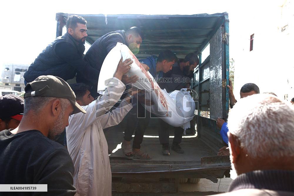 Bodies Of Palestinians Killed In Israeli Strike Retrieved From Hospital Morgue - Gaza