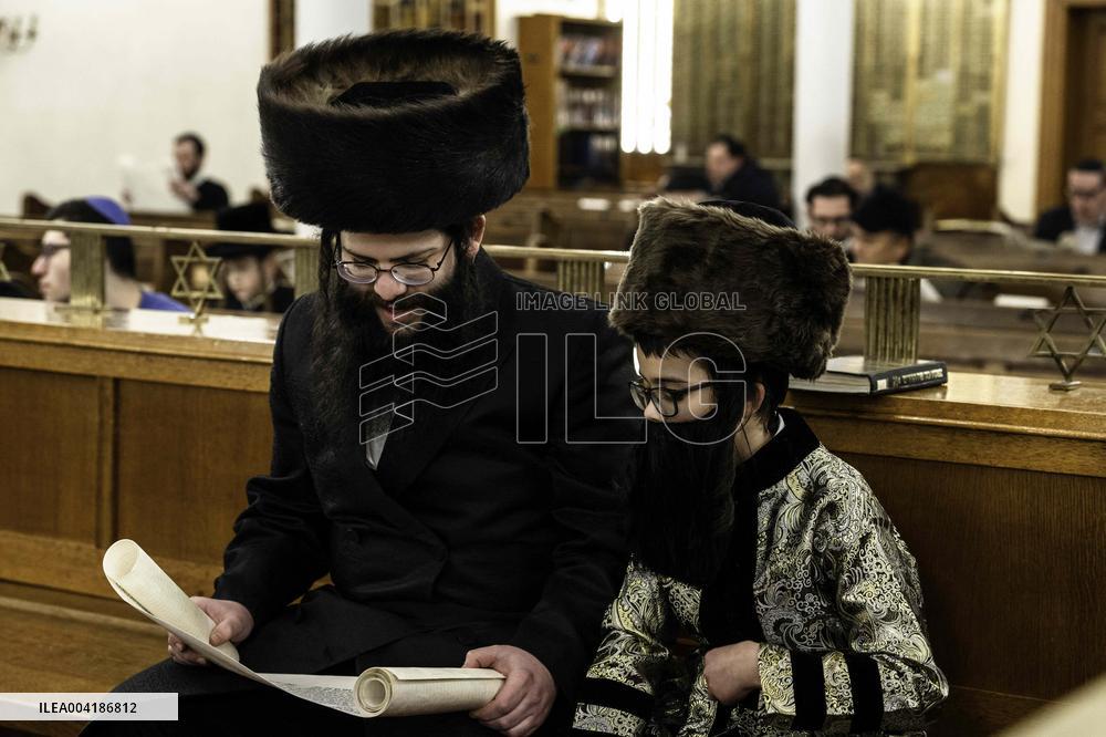 Jewish Community Celebrates Purim In Antwerp