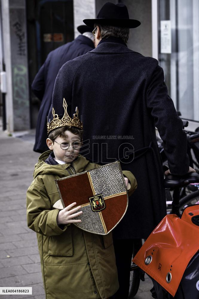 Jewish Community Celebrates Purim In Antwerp