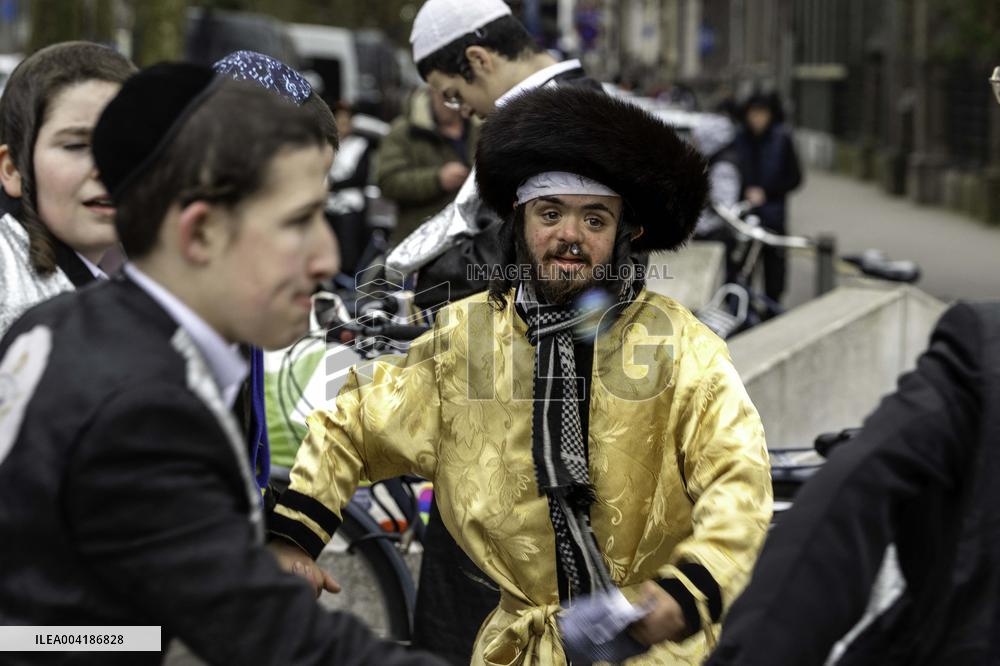 Jewish Community Celebrates Purim In Antwerp