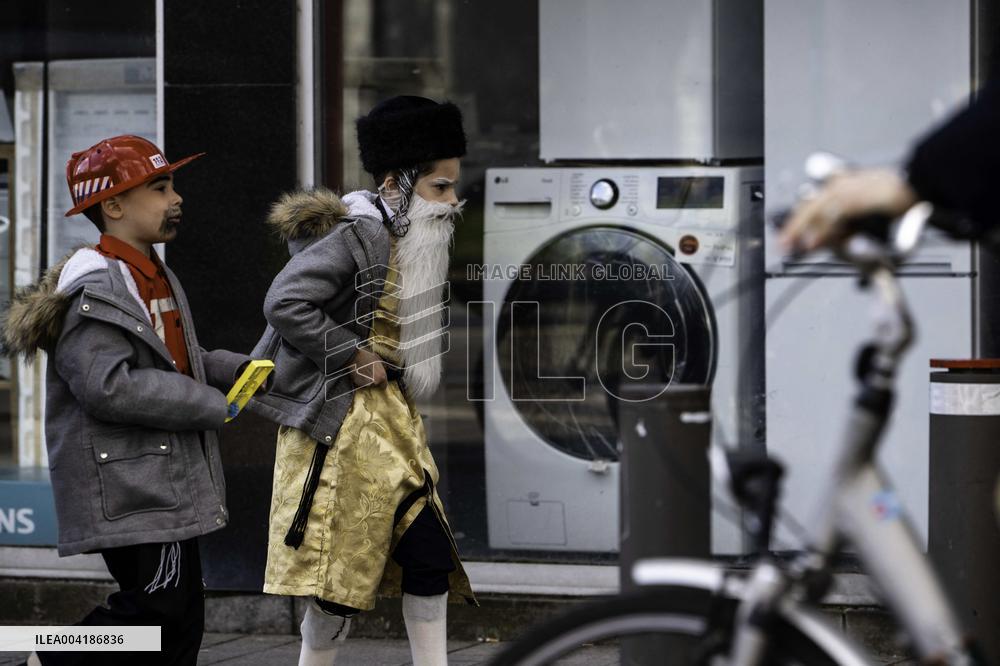 Jewish Community Celebrates Purim In Antwerp