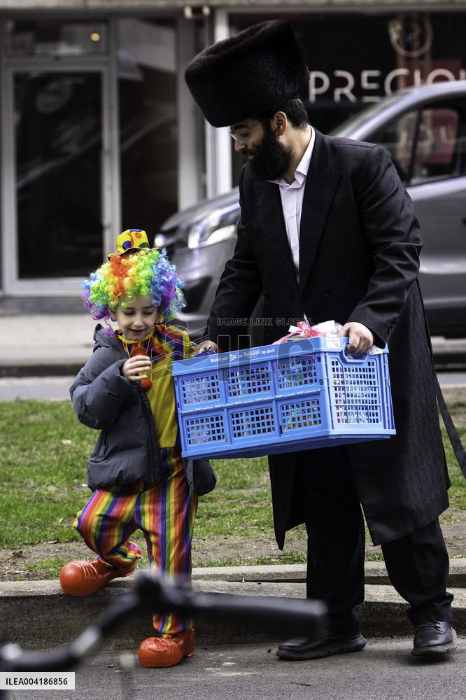 Jewish Community Celebrates Purim In Antwerp
