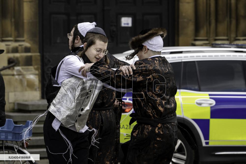 Jewish Community Celebrates Purim In Antwerp