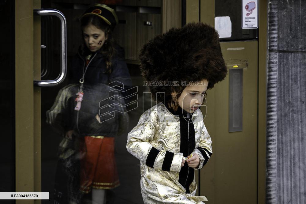 Jewish Community Celebrates Purim In Antwerp