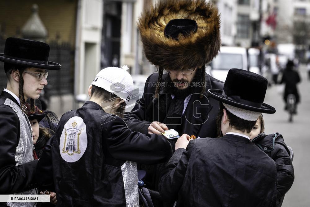 Jewish Community Celebrates Purim In Antwerp