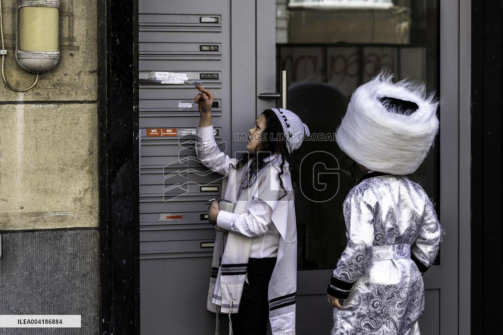 Jewish Community Celebrates Purim In Antwerp