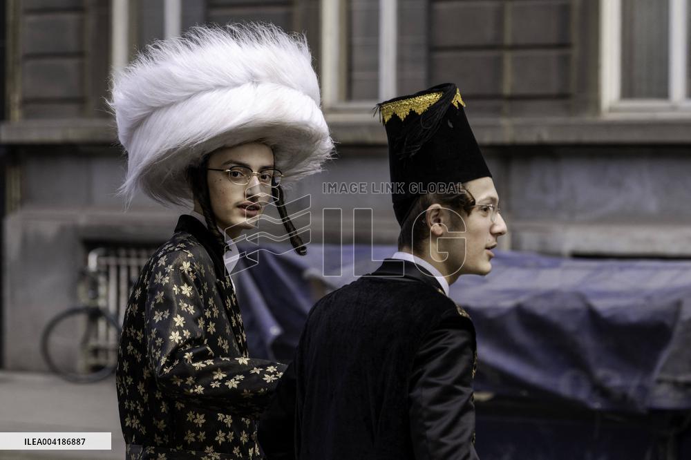 Jewish Community Celebrates Purim In Antwerp