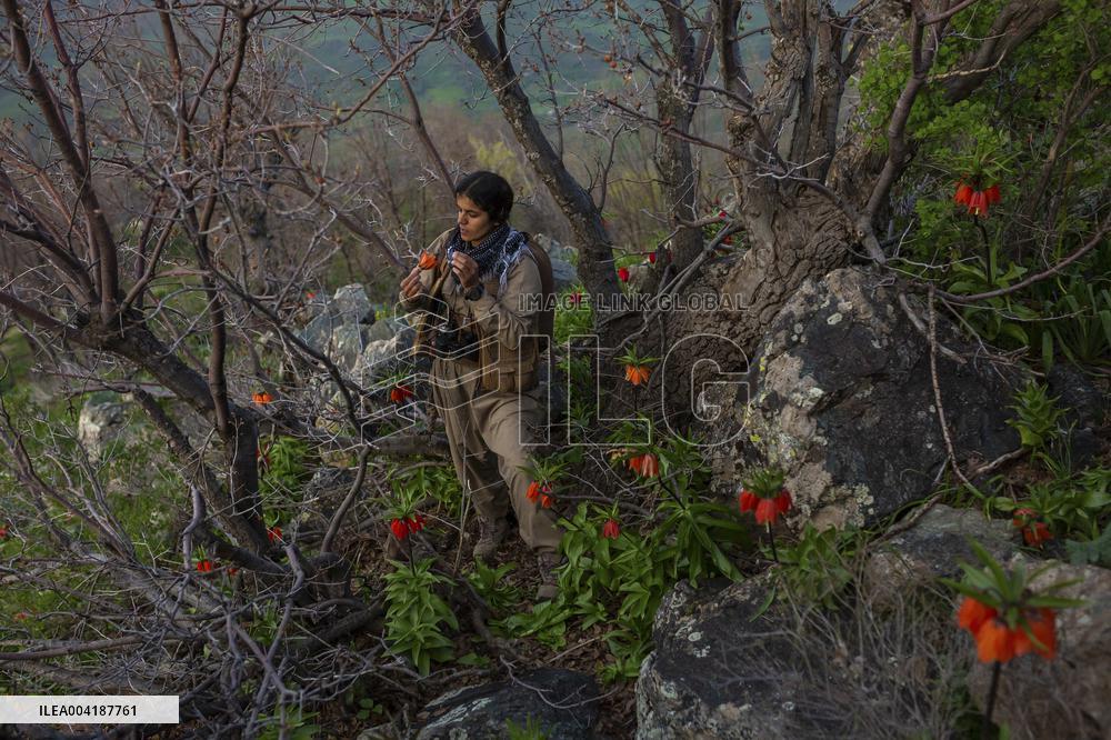 Female Peshmerga Fighters In The Mountains - Iraq