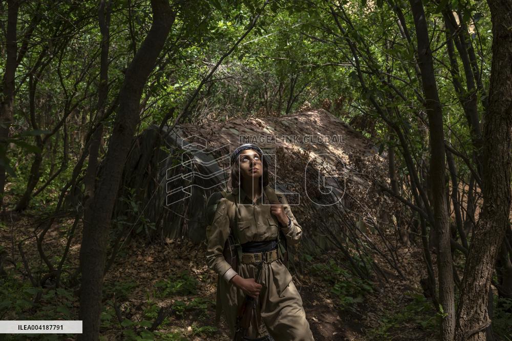 Female Peshmerga Fighters In The Mountains - Iraq