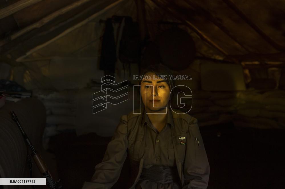 Female Peshmerga Fighters In The Mountains - Iraq