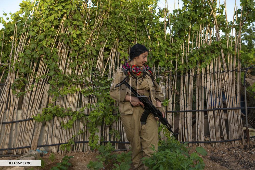 Female Peshmerga Fighters In The Mountains - Iraq