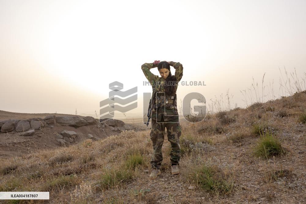 Female Peshmerga Fighters In The Mountains - Iraq