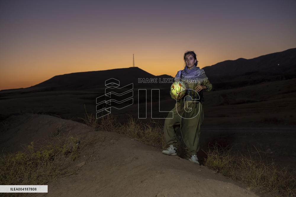 Female Peshmerga Fighters In The Mountains - Iraq