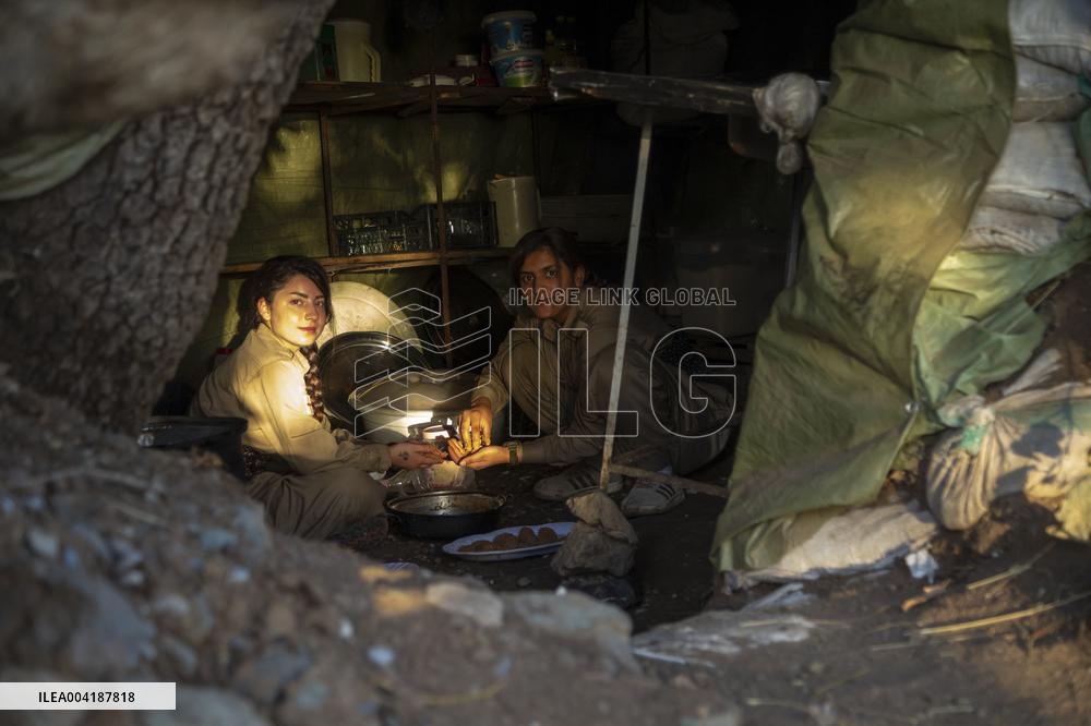 Female Peshmerga Fighters In The Mountains - Iraq