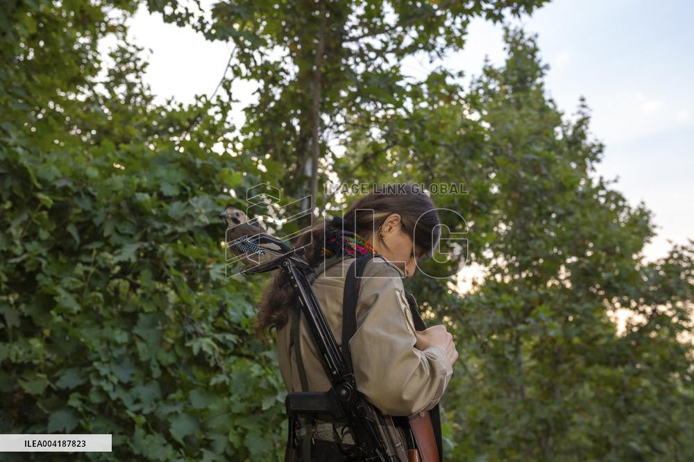 Female Peshmerga Fighters In The Mountains - Iraq