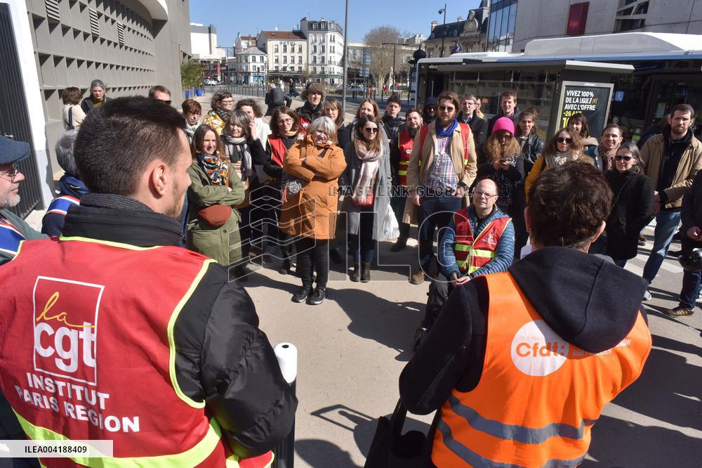 Demonstration to Save the Paris Region Institute in Saint-Ouen Sur Seine