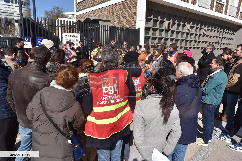 Demonstration to Save the Paris Region Institute in Saint-Ouen Sur Seine
