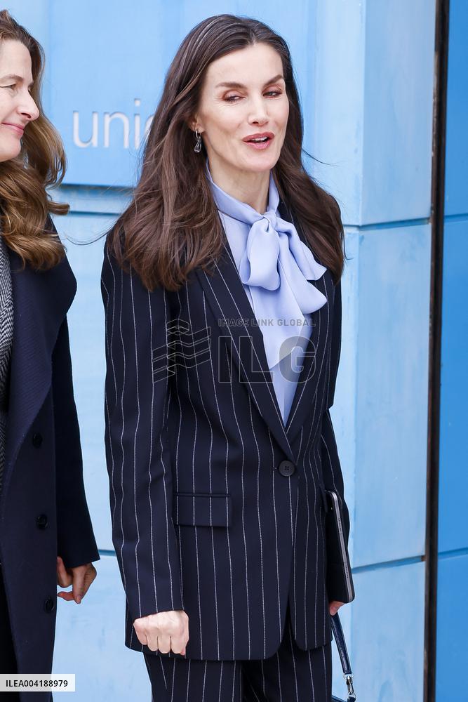 Queen Letizia At A Working Meeting - Madrid