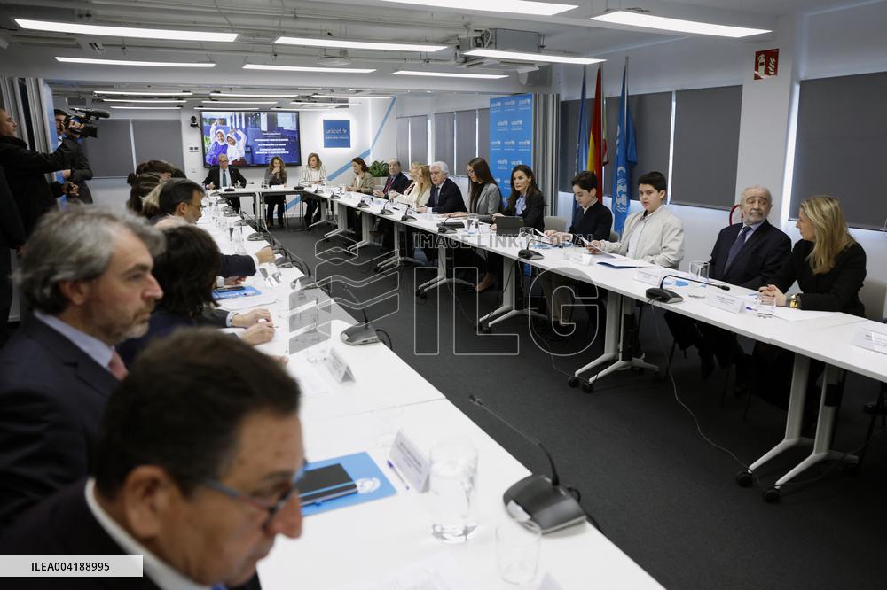 Queen Letizia At A Working Meeting - Madrid