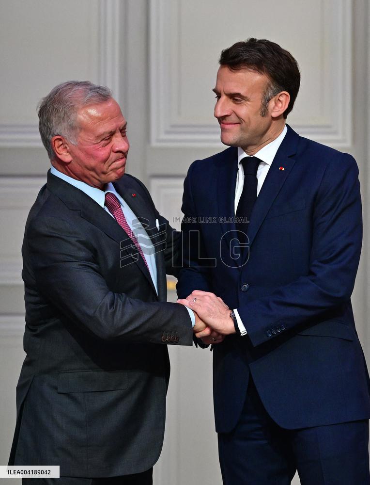 President Macron And King Abdallah II Joint Press Conference - Paris