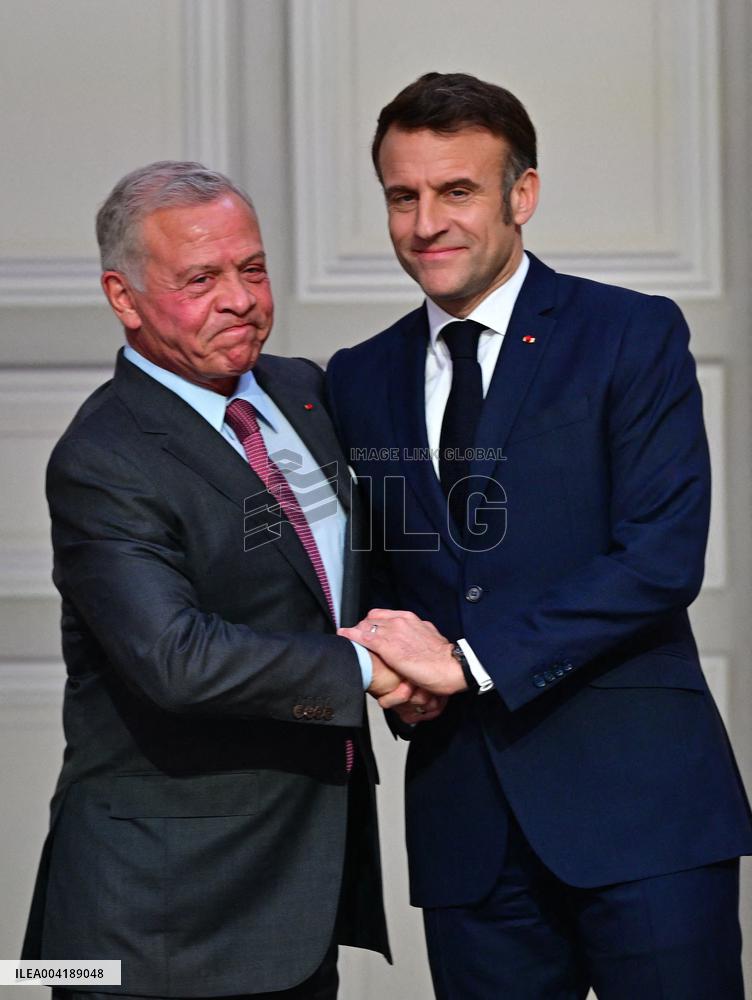 President Macron And King Abdallah II Joint Press Conference - Paris
