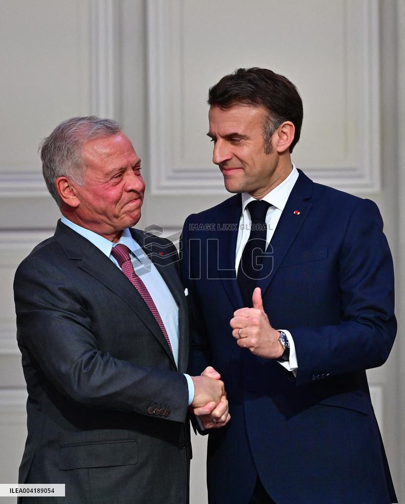 President Macron And King Abdallah II Joint Press Conference - Paris