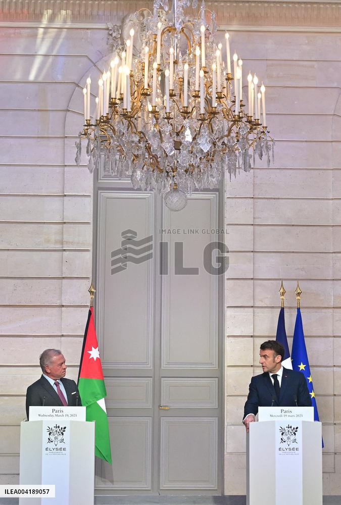President Macron And King Abdallah II Joint Press Conference - Paris